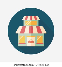 Building shop store flat icon with long shadow,eps10