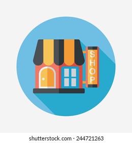 Building shop store flat icon with long shadow,eps10