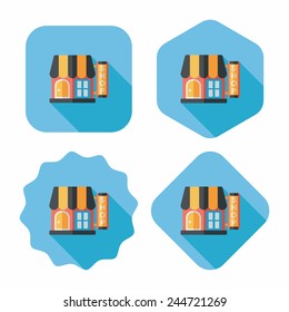 Building shop store flat icon with long shadow,eps10