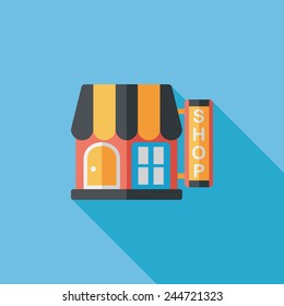 Building shop store flat icon with long shadow,eps10