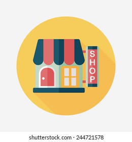 Building shop store flat icon with long shadow,eps10