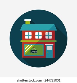 Building shop store flat icon with long shadow,eps10