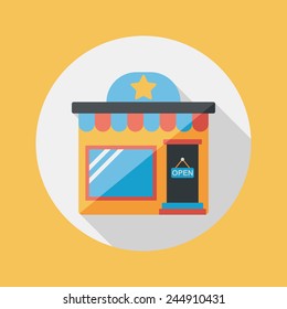 Building shop store flat icon with long shadow,eps10