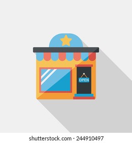 Building shop store flat icon with long shadow,eps10
