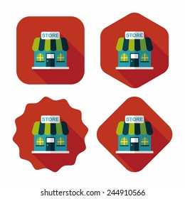 Building shop store flat icon with long shadow,eps10