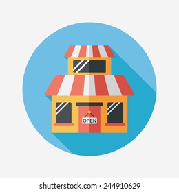 Building shop store flat icon with long shadow,eps10