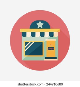 Building shop store flat icon with long shadow,eps10