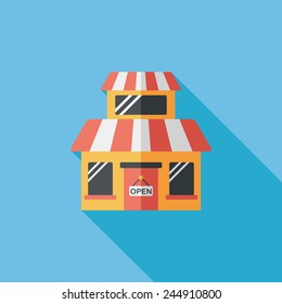 Building shop store flat icon with long shadow,eps10