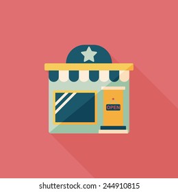 Building shop store flat icon with long shadow,eps10