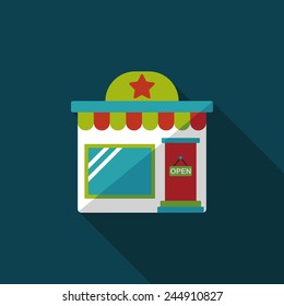 Building shop store flat icon with long shadow,eps10