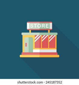 Building shop store flat icon with long shadow,eps10