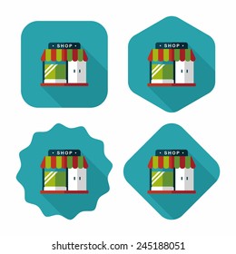 Building shop store flat icon with long shadow,eps10
