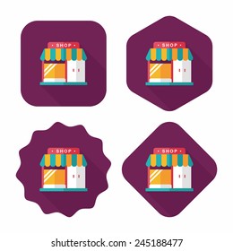 Building shop store flat icon with long shadow,eps10