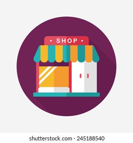 Building shop store flat icon with long shadow,eps10