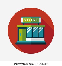 Building shop store flat icon with long shadow,eps10