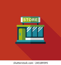 Building shop store flat icon with long shadow,eps10