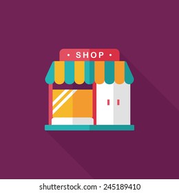 Building shop store flat icon with long shadow,eps10