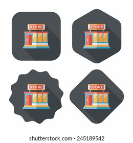 Building shop store flat icon with long shadow,eps10