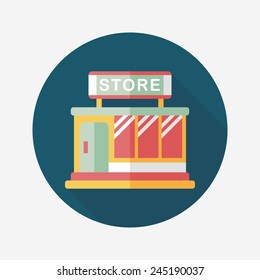 Building shop store flat icon with long shadow,eps10