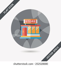Building shop store flat icon with long shadow,eps10