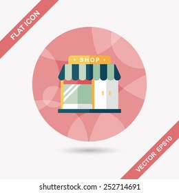 Building shop store flat icon with long shadow,eps10