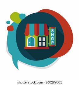 Building shop store flat icon with long shadow,eps10