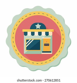 Building shop store flat icon with long shadow,eps10