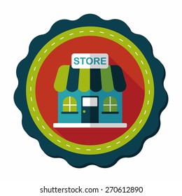 Building shop store flat icon with long shadow,eps10
