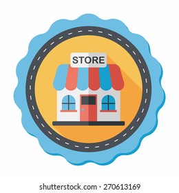 Building shop store flat icon with long shadow,eps10