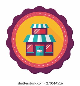 Building shop store flat icon with long shadow,eps10