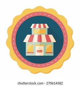 Building shop store flat icon with long shadow,eps10