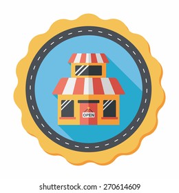 Building shop store flat icon with long shadow,eps10