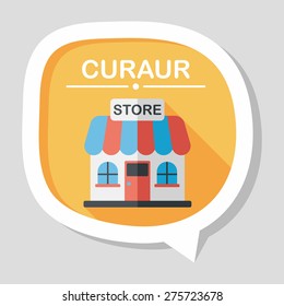 Building shop store flat icon with long shadow,eps10