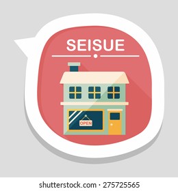 Building shop store flat icon with long shadow,eps10
