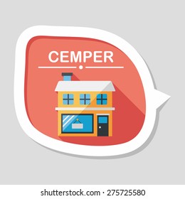 Building shop store flat icon with long shadow,eps10