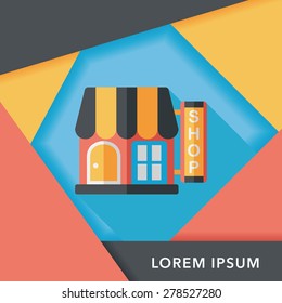 Building shop store flat icon with long shadow,eps10