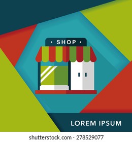 Building shop store flat icon with long shadow,eps10