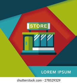 Building shop store flat icon with long shadow,eps10