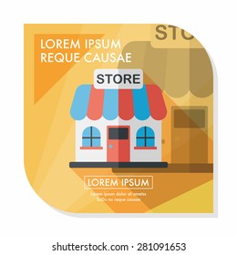 Building shop store flat icon with long shadow,eps10
