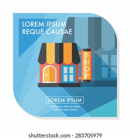 Building shop store flat icon with long shadow,eps10