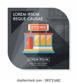 Building shop store flat icon with long shadow,eps10