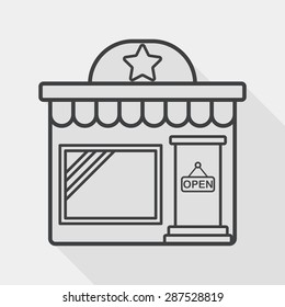 Building shop store flat icon with long shadow, line icon