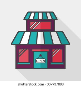 Building shop store flat icon with long shadow,eps10