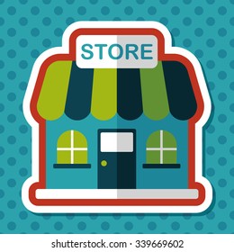 Building shop store flat icon with long shadow,eps10