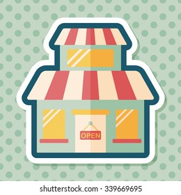 Building shop store flat icon with long shadow,eps10