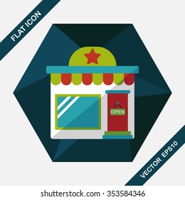 Building shop store flat icon with long shadow,eps10