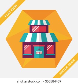 Building shop store flat icon with long shadow,eps10