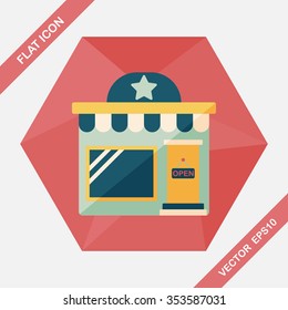 Building shop store flat icon with long shadow,eps10