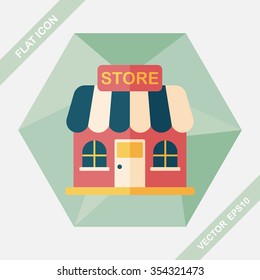 Building shop store flat icon with long shadow,eps10