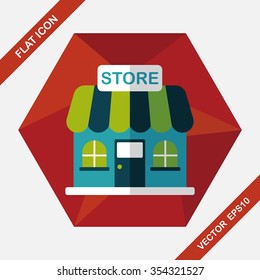 Building shop store flat icon with long shadow,eps10
